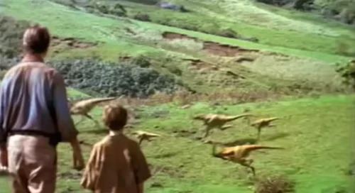 ガリミムスの群れが走る谷