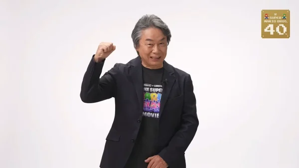 任天堂の代表取締役フェローでありマリオの生みの親である宮本茂氏が、情報番組「Nintendo Direct」でプレゼンテーションを行っている様子