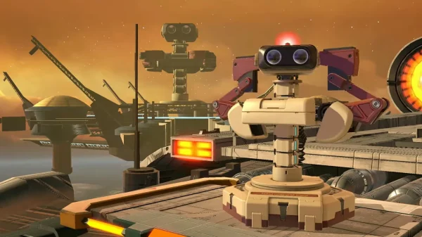 『大乱闘スマッシュブラザーズ』シリーズに参戦しているR.O.B.(ファミコンロボット)のゲーム画像。映画『ザ・スーパーマリオギャラクシー・ムービー』への登場が予定されている。