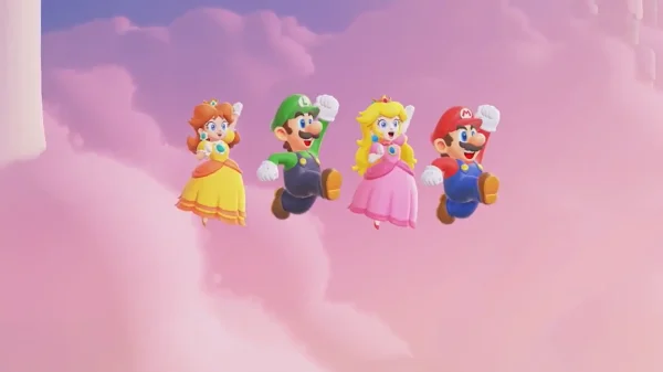 エンドロール後のオマケ映像(ポストクレジットシーン)に登場すると噂されるデイジー姫(ゲーム版公式アートワーク※画像はスーパーマリオブラザーズ ワンダーのもの)