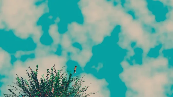 パステルカラーで描かれたフロリダの空